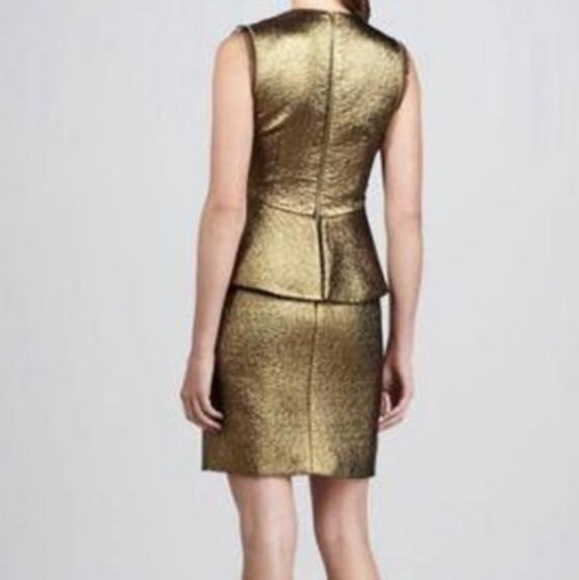 Diane von Furstenberg Delian Jacquard Gold Dress - Picture 2 of 3